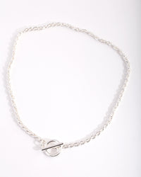 Silver Plated Rope Necklace with Front Clasp - link has visual effect only