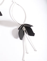 Silver Black Flower Drop Earrings - link has visual effect only