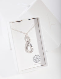 Silver Diamond Simulant Long Infinity Necklace - link has visual effect only