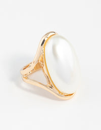 Gold Statement Pearl Stone Ring - link has visual effect only