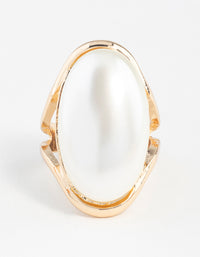 Gold Statement Pearl Stone Ring - link has visual effect only