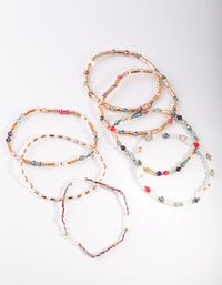 Rose Gold Faceted Multi Bead Bracelet 7-Pack - link has visual effect only