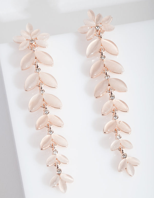 Rose Gold Cats Eye Petal Earrings