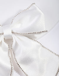 White Diamante Satin Bow Clip - link has visual effect only