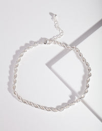 Silver Rope Chain Anklet - link has visual effect only