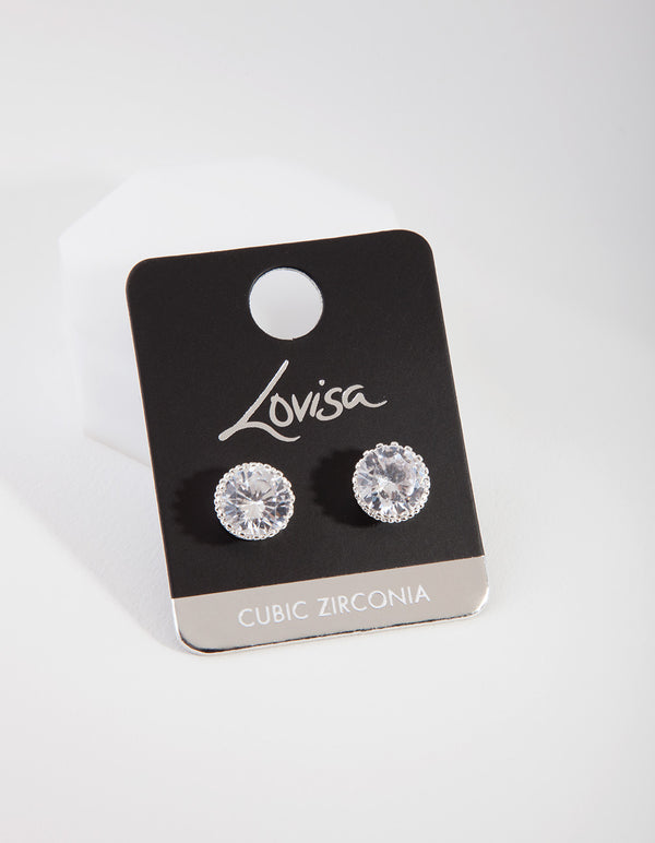 Silver Cubic Zirconia Classic Stud Earrings