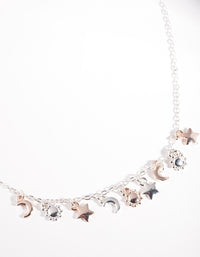 Mixed Metal Star Moon Sun Necklace - link has visual effect only