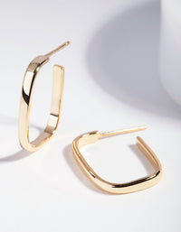 Gold Plated Sterling Silver Square Open Hoop Earrings - link has visual effect only