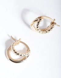 Gold Plated Sterling Silver Twisted Double Hoop Earrings - link has visual effect only