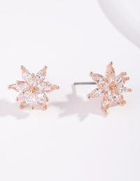 Gold Diamond Simulant Flower Stud Earrings - link has visual effect only