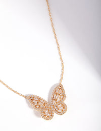 Gold Diamond Simulant Butterfly Necklace - link has visual effect only