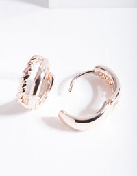 Rose Gold Twisted Huggie Hoop Earrings - link has visual effect only