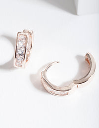 Rose Gold Chunky Diamante Huggie Earrings - link has visual effect only