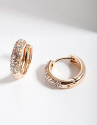 Gold Mini Diamante Huggie Earrings - link has visual effect only