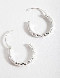 Sterling Silver 1.2cm Textured Hoop Earrings - link has visual effect only