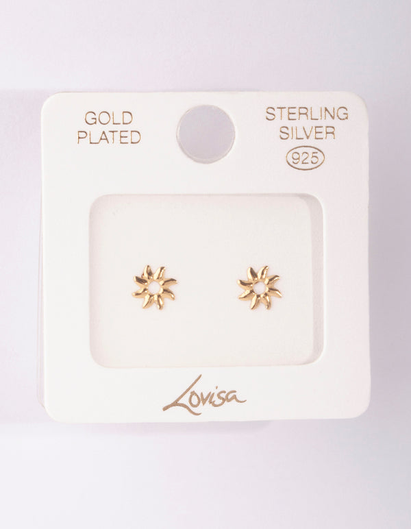 Gold Plated Sterling Silver Sunray Stud Earrings