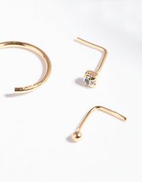 Gold Plated Sterling Silver Nose Hook Stud Pack - link has visual effect only