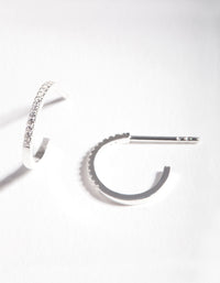 Sterling Silver Cubic Zirconia Fine Open Hoop Earrings - link has visual effect only