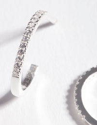 Sterling Silver Cubic Zirconia Fine Open Hoop Earrings - link has visual effect only