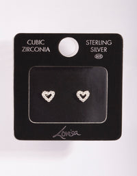 Sterling Silver Cubic Zirconia Pave Open Heart Stud Earrings - link has visual effect only