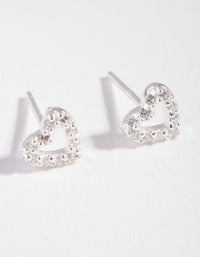 Sterling Silver Cubic Zirconia Pave Open Heart Stud Earrings - link has visual effect only