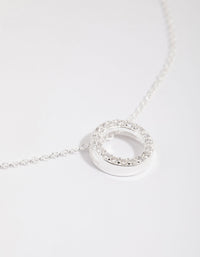 Sterling Silver Cubic Zircona Pave Open Circle Necklace - link has visual effect only