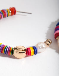 Gold Multicoloured Bead Hoop Earrings - link has visual effect only