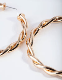 Gold Large Double Twisted Hoop Earrings - link has visual effect only