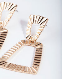 Gold Ribbed Trapeze Earrings - link has visual effect only