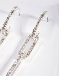 Silver Diamante Chain Link Drop Earrings - link has visual effect only