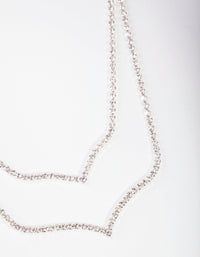 Silver Diamante Double Row Point Necklace - link has visual effect only