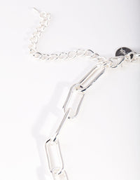 Silver Rectangle Chain Link Necklace - link has visual effect only