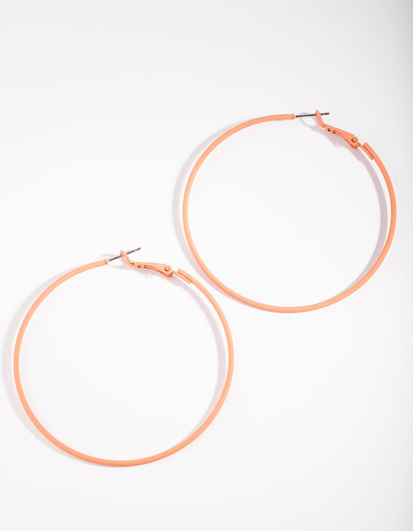 Orange Thin Hoop Earrings