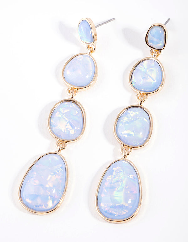 Gold Foil Stone Drop Earrings