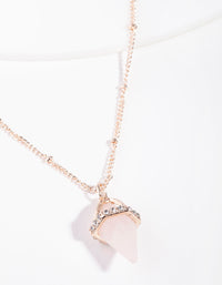 Rose Gold Encased Rose Quartz Stone Necklace - link has visual effect only