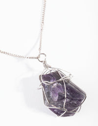 Silver Wire Wrapped Amethyst Necklace - link has visual effect only