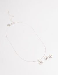 Silver Crystal Halo Jewellery Set - link has visual effect only