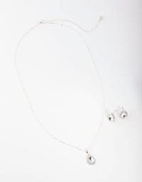 Silver Pear Crystal Jewellery Set - link has visual effect only