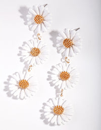 White Gold Triple Daisy Earrings - link has visual effect only