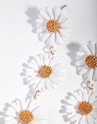 White Gold Triple Daisy Earrings - link has visual effect only