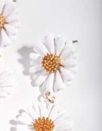 White Gold Triple Daisy Earrings - link has visual effect only