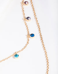 Gold Mini Rainbow Diamante Layered Necklace - link has visual effect only