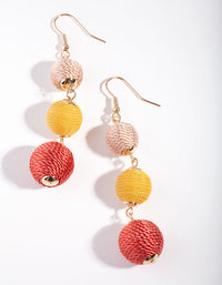 Gold 3 Graduating Tread Bead Drop Earrings - link has visual effect only