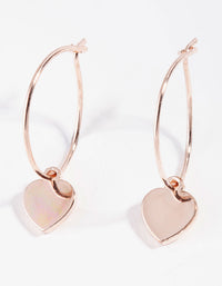 Rose Gold Mini Heart Charm Hoop Earrings - link has visual effect only