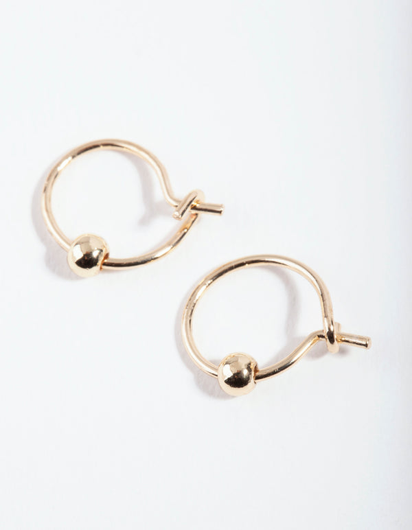 Gold Mini Ball Hoop Earrings