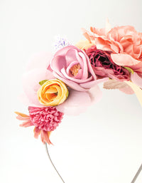 Multicoloured Flower Fabric Headband - link has visual effect only