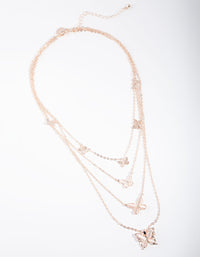 Rose Gold Bead & Butterfly Layered Necklace - link has visual effect only