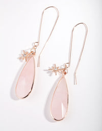 Rose Gold Star Charm Quartz Long Hook Earrings - link has visual effect only