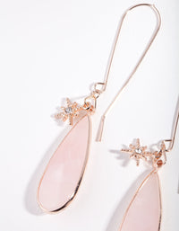 Rose Gold Star Charm Quartz Long Hook Earrings - link has visual effect only