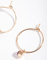 Gold Red Stone Fine Hoop Earrings - link has visual effect only